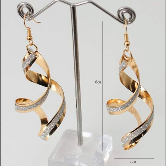 🆕 Glitter Metallic Spiral Dangle Earrings - Picture 3 of 3